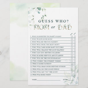 Papier LETTRE D'OR Eucalyptus Maman ou Papa Baby shower J