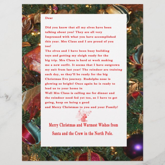 Papier Lettre du Père Noël (Devant)