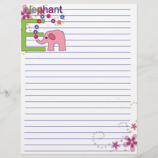 Papier LETTRE Éléphante E (Devant)