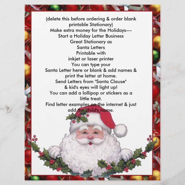 Papier Lettre en-tête Père Noël de Noël (Devant)