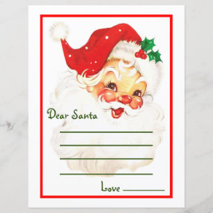 Papier LETTRE Jolly Santa Claus CHER Père Noël