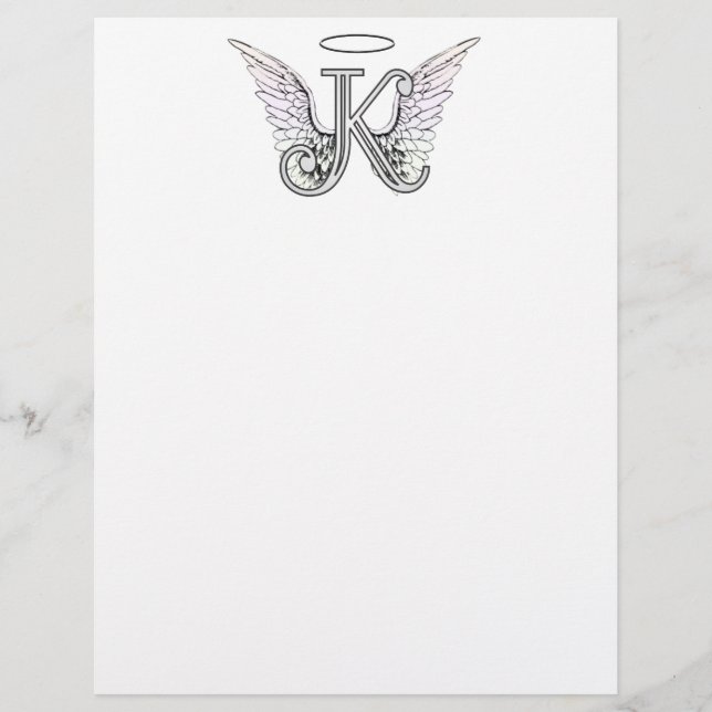 Papier Lettre K Monogramme initial avec ailes angéliques  (Devant)