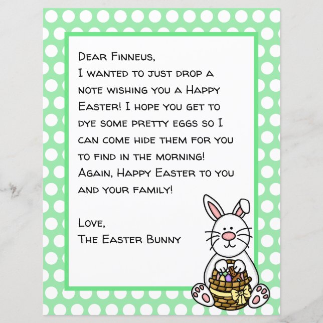 Papier Lettre lapin de Pâques personnalisée (Devant)
