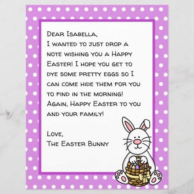 Papier Lettre lapin de Pâques personnalisée (Devant)