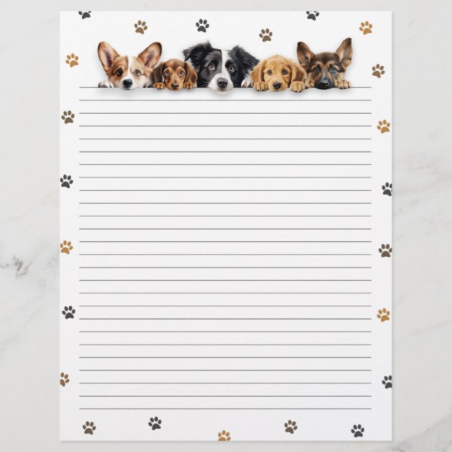 PAPIER LETTRE LIGNE CHIENS CHIENS (Devant)
