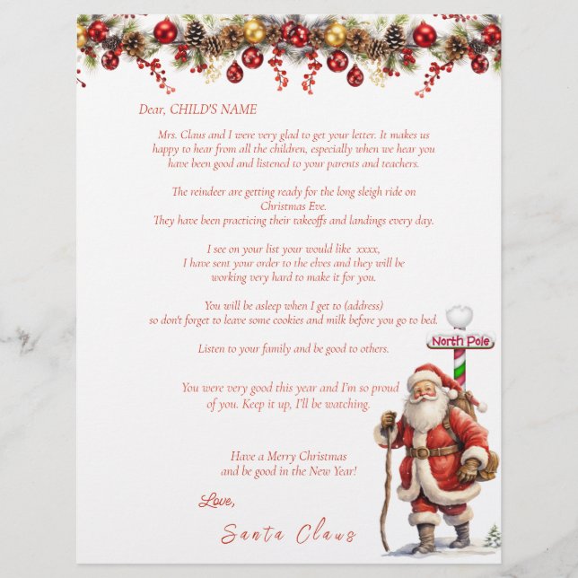 Papier Lettre père Noël au Pôle Nord de Reindeer enfant (Devant)