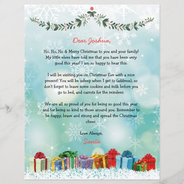 Papier LETTRE Père Noël PERSONNALISÉE DU Pôle Nord (Devant)