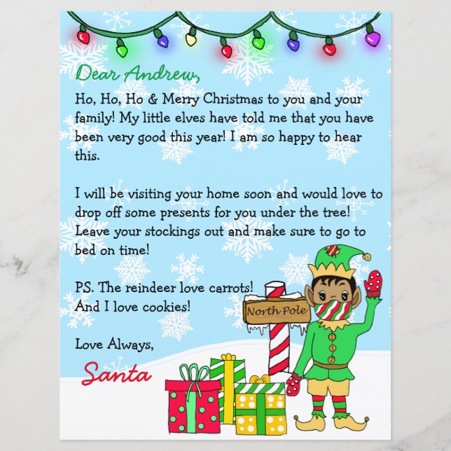 Papier Lettre personnalisée de Ethnic Père Noël dans le m (Devant)