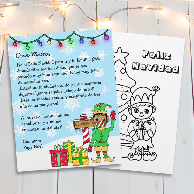 Papier Lettre personnalisée de Père Noël avec Elfe hispan (Créateur téléchargé)