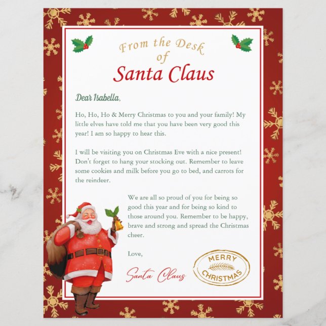 Papier Lettre personnalisée de Père Noël | Pôle Nord (Devant)