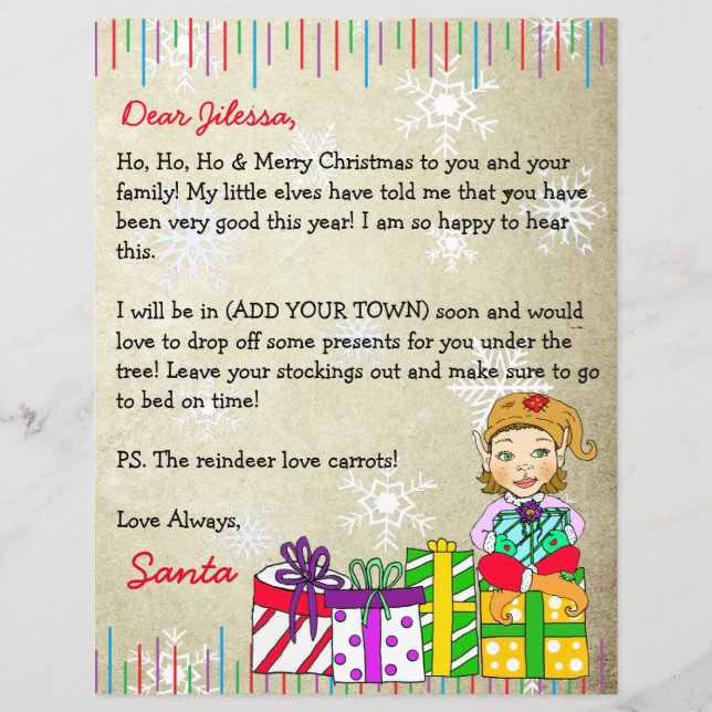 Papier Lettre personnalisée du Père Noël (Devant)