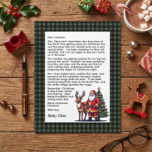 Lettre personnalisée du Père Noël à carreaux verts
