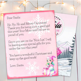 Papier Lettre personnalisée du Père Noël pour les filles
