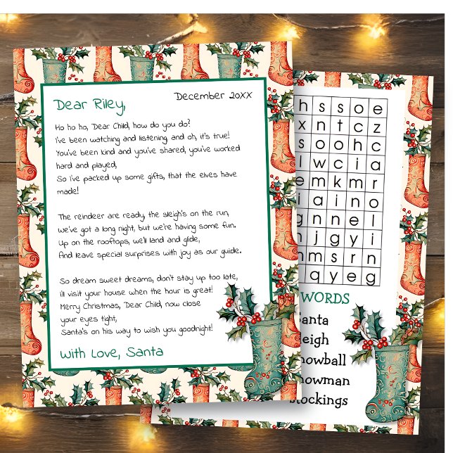 Papier Lettre personnalisée mignonne de Père Noël | Reche (Créateur téléchargé)