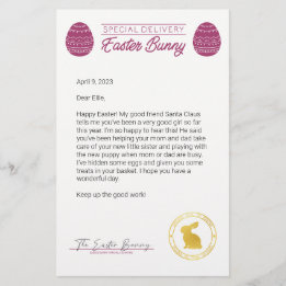 Papier Lettre rose du lapin de Pâques