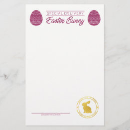 Papier Lettre Rose Du Lapin De Pâques Blanc