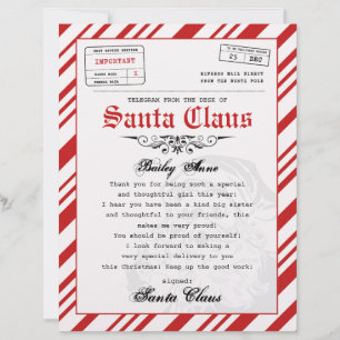Papier Lettre Telegram De Père Noël Personnalisée