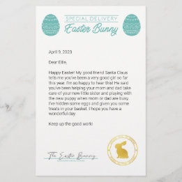 Papier Lettre turquoise Du Lapin De Pâques