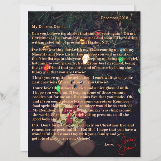 Papier Lettres de Père Noël Gingerbread Man (Devant)