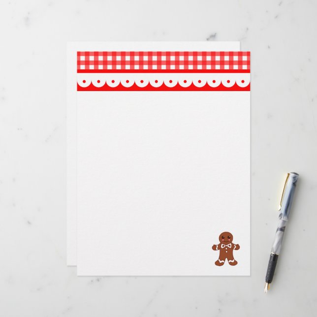 Papier Lettres en pain d'épices de Noël (Devant/Arrière en situation)