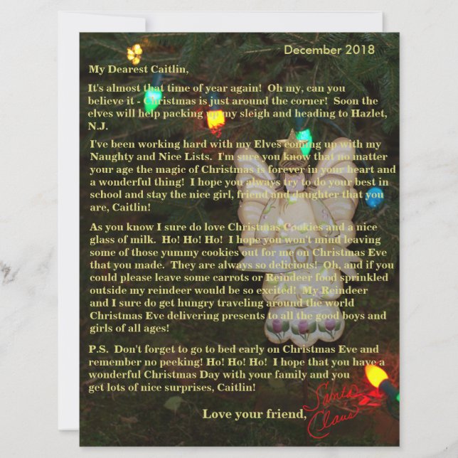 Papier Lettres personnalisées de Père Noël Angel Lights (Devant)