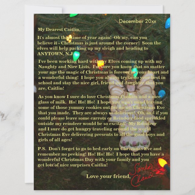 Papier Lettres personnalisées du Père Noël Angel (Devant)