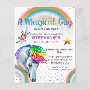 Papier Licorne Magique Arc-en-Ciel Paillettes Aquarelle