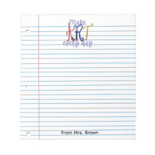 Papier ligné bloc-notes de professeur d'art