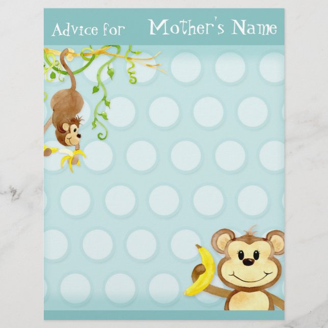 Papier Lil Monkey, Conseil Baby shower Garçon (Devant)