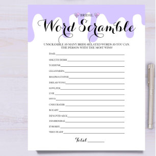 Papier Lilac Crème glacée Fête des mariées Mot Scramble J