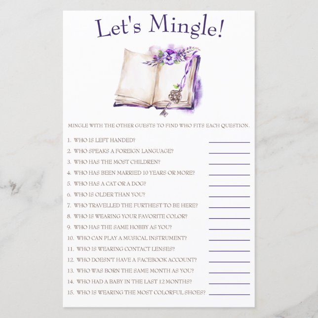 Papier Lilac Nouveau Chapitre Commence Mingle ! Jeu (Devant)