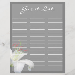 Papier Lily, blanc et rouge Mariage Lined Guest Log