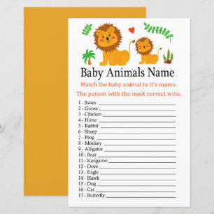 Papier Lion Baby Animaux Nom Jeu