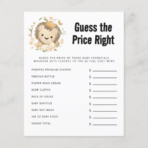 Papier Lion King Devine Le Prix Bon Baby shower Jeu