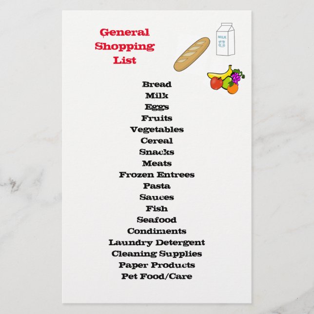 Papier Liste d'achats générale (Devant)