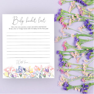 Papier Liste de bébé pour la douche de bébé Fleurs sauvag