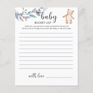 Papier Liste de choses à faire pour bébé ours petite fill