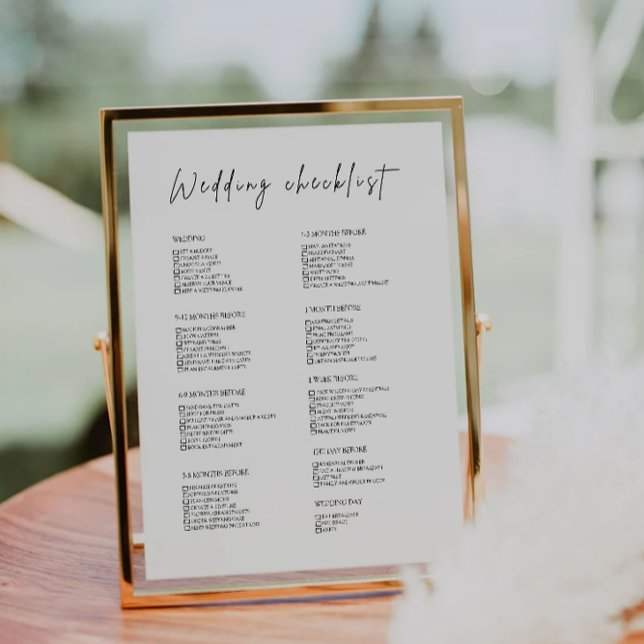 Papier Liste de contrôle de mariage moderne sur 12 mois (12 Month Modern Wedding Checklist)