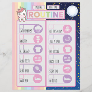 Papier Liste de contrôle de routine de la nuit et du mati