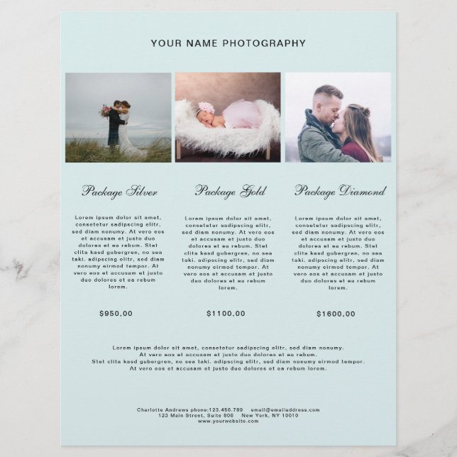 Papier Liste de prix photo moderne (Devant)