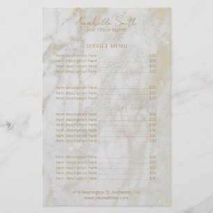 Papier Liste de prix simple et élégant en marbre doré mod