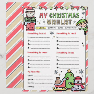 Papier Liste de souhaits de Noël pour les enfants Liste d