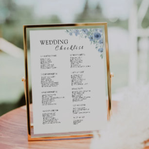 Papier Liste de vérification du Mariage bleu 12 mois