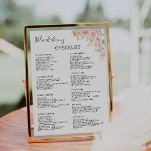 Papier Liste de vérification du Mariage Rose de 12 mois