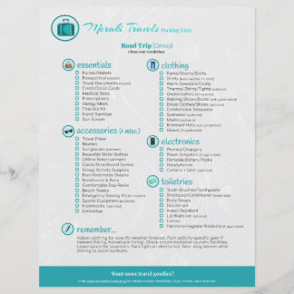 Papier Liste d'emballage : Voyage routier (groupe)