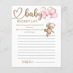 Papier Liste des Baby showers de l'ours bébé en peluche