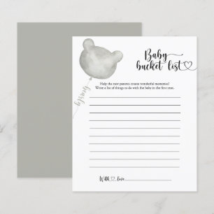 Papier Liste des seaux pour bébé petit ours