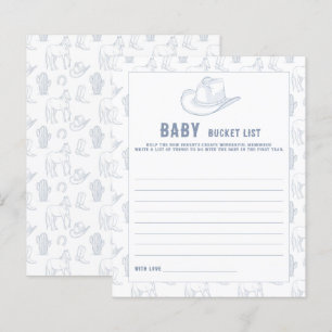 Papier Liste des seaux pour bébés Baby shower Cowboy