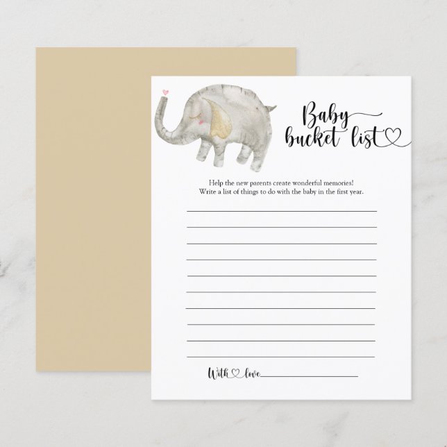 Papier Liste des seaux pour petits éléphants (Devant / Derrière)