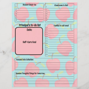 Papier Liste des tâches personnalisables du principal de 